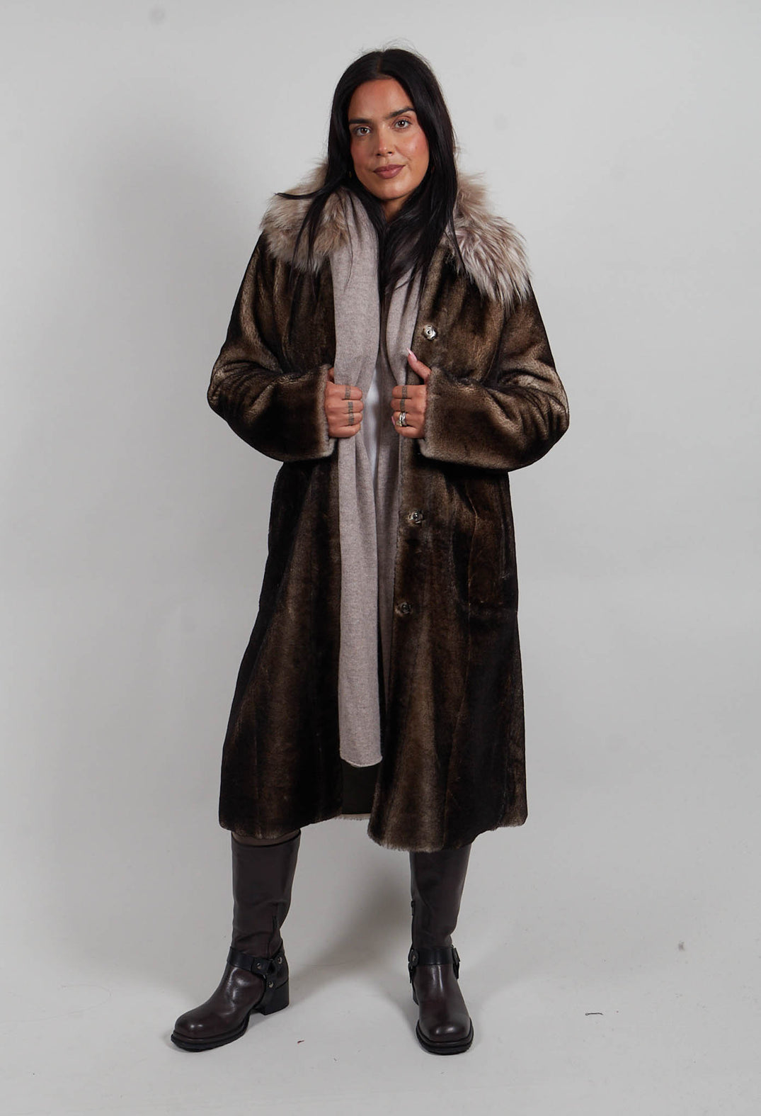 Long Opera Coat in White Smoke