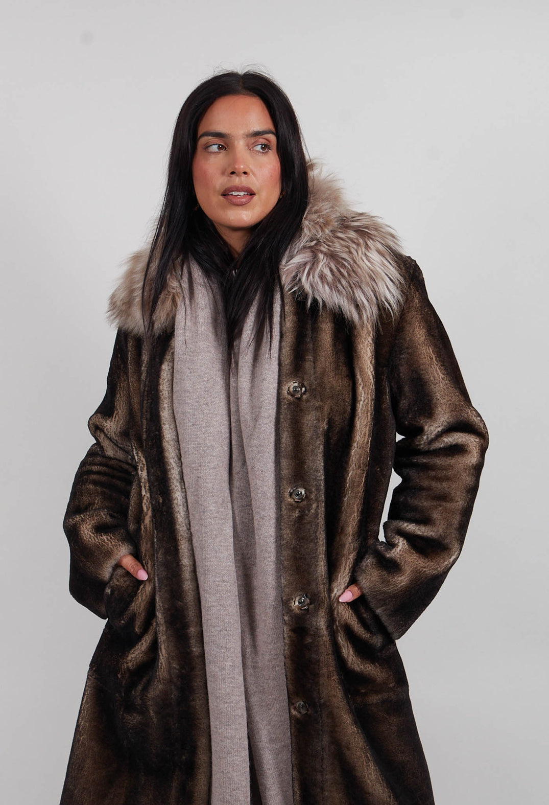 Long Opera Coat in White Smoke