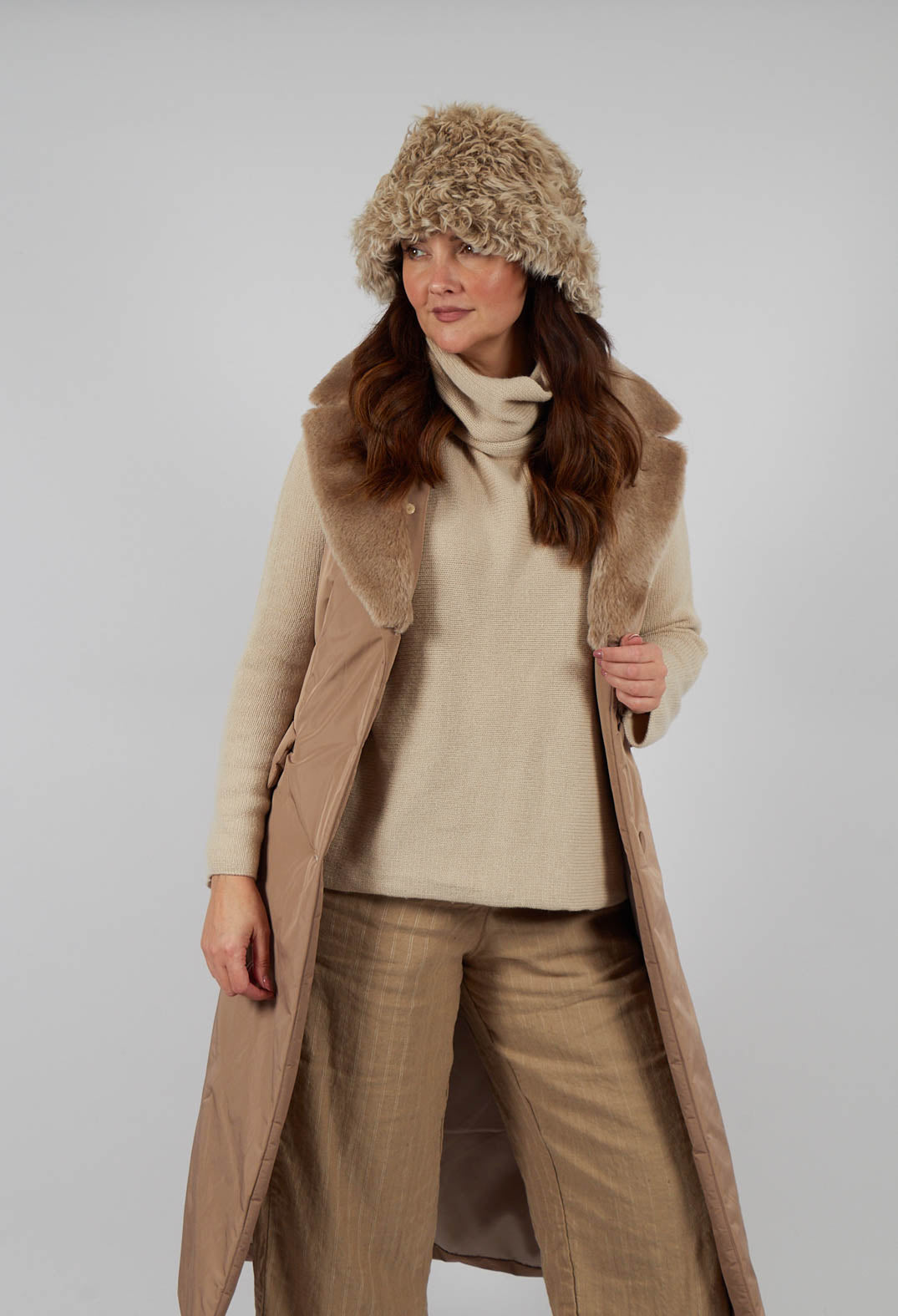 Long Belted Gilet in Amber – Olivia May Long Belted Gilet in Amber – Olivia May