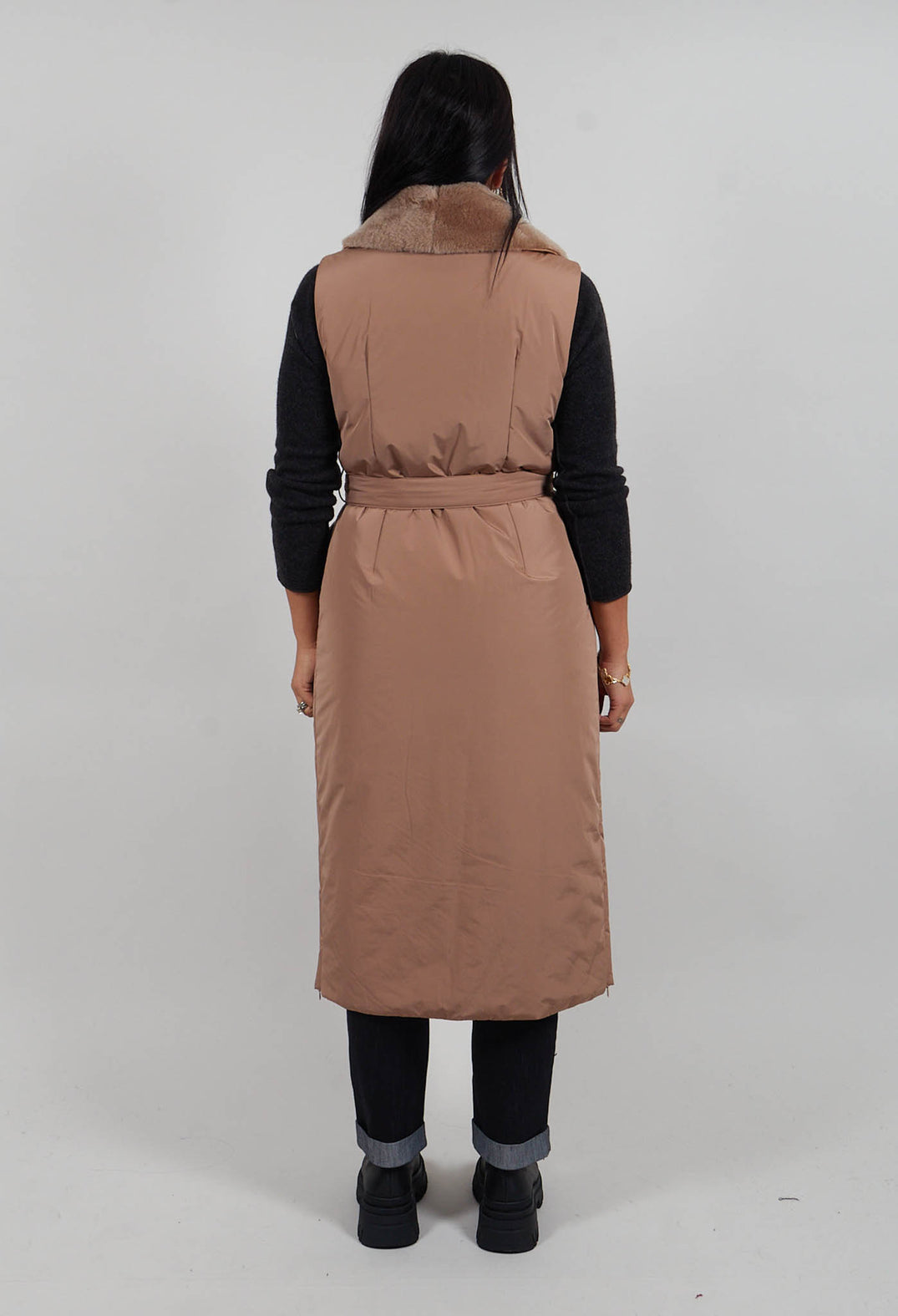 Long Belted Gilet in Amber