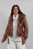Textile Biker Coat in Amber
