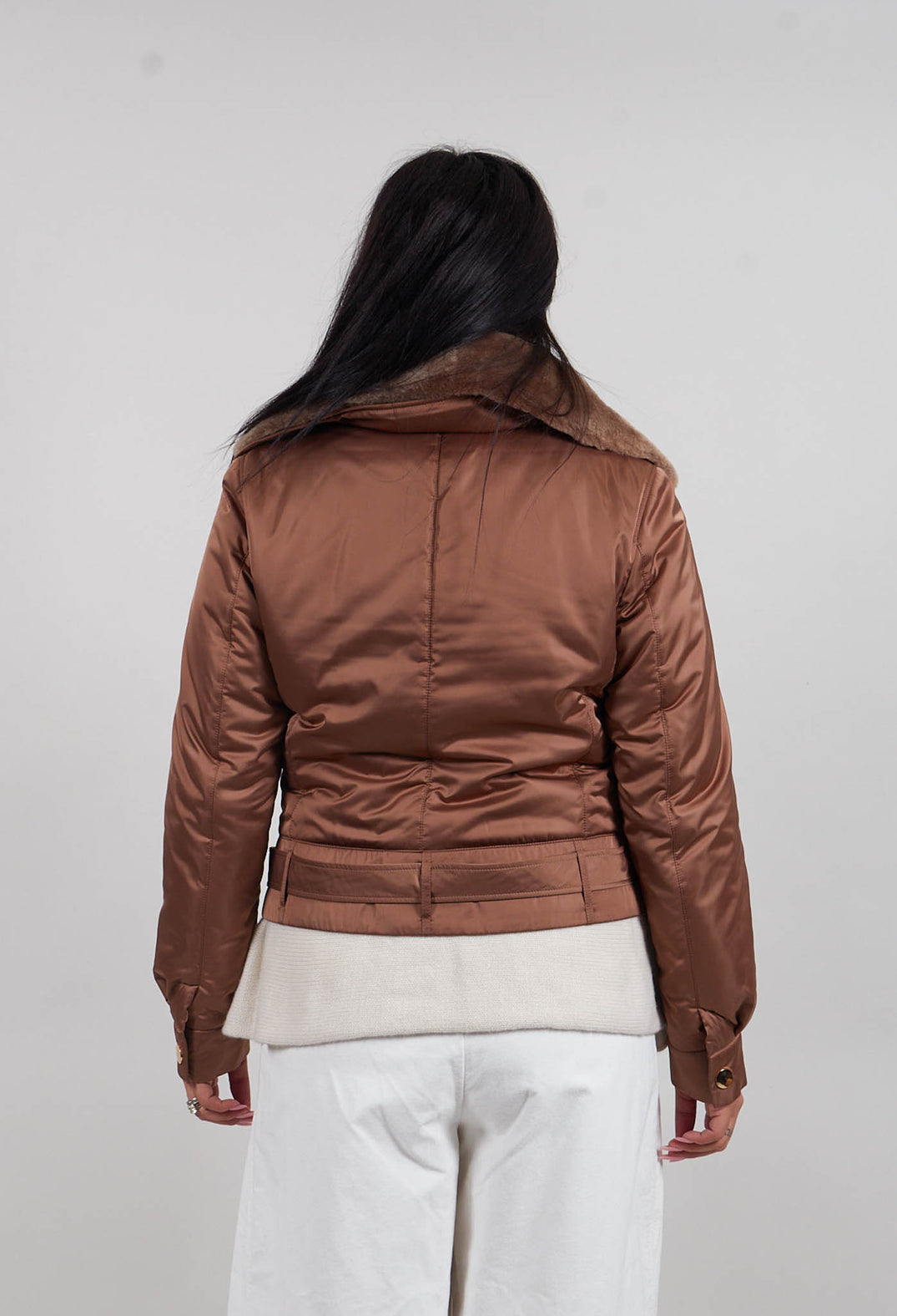 Textile Biker Coat in Amber