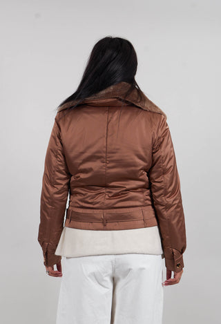 Textile Biker Coat in Amber