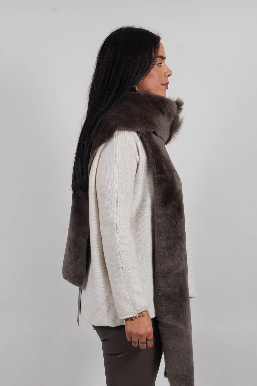 Shearling Merino Toscana Scarf in Flint