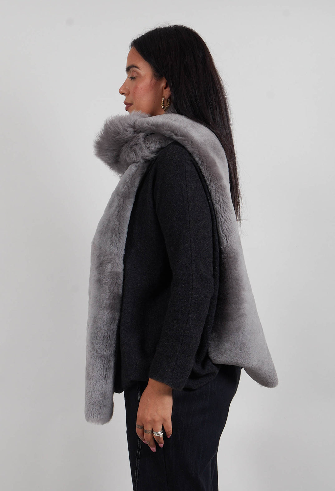 Shearling Merino Toscana Scarf in Silver