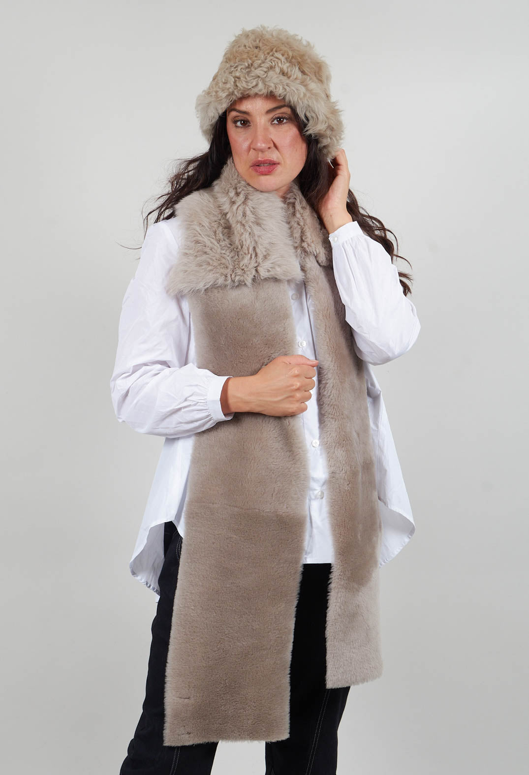 Shearling Merino Toscana Scarf in Sandstone