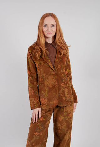 Floral Velvet Blazer in Tabacco