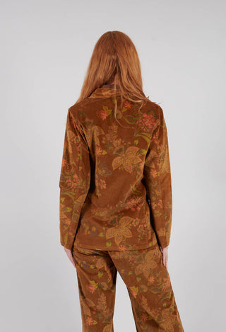 Floral Velvet Blazer in Tabacco