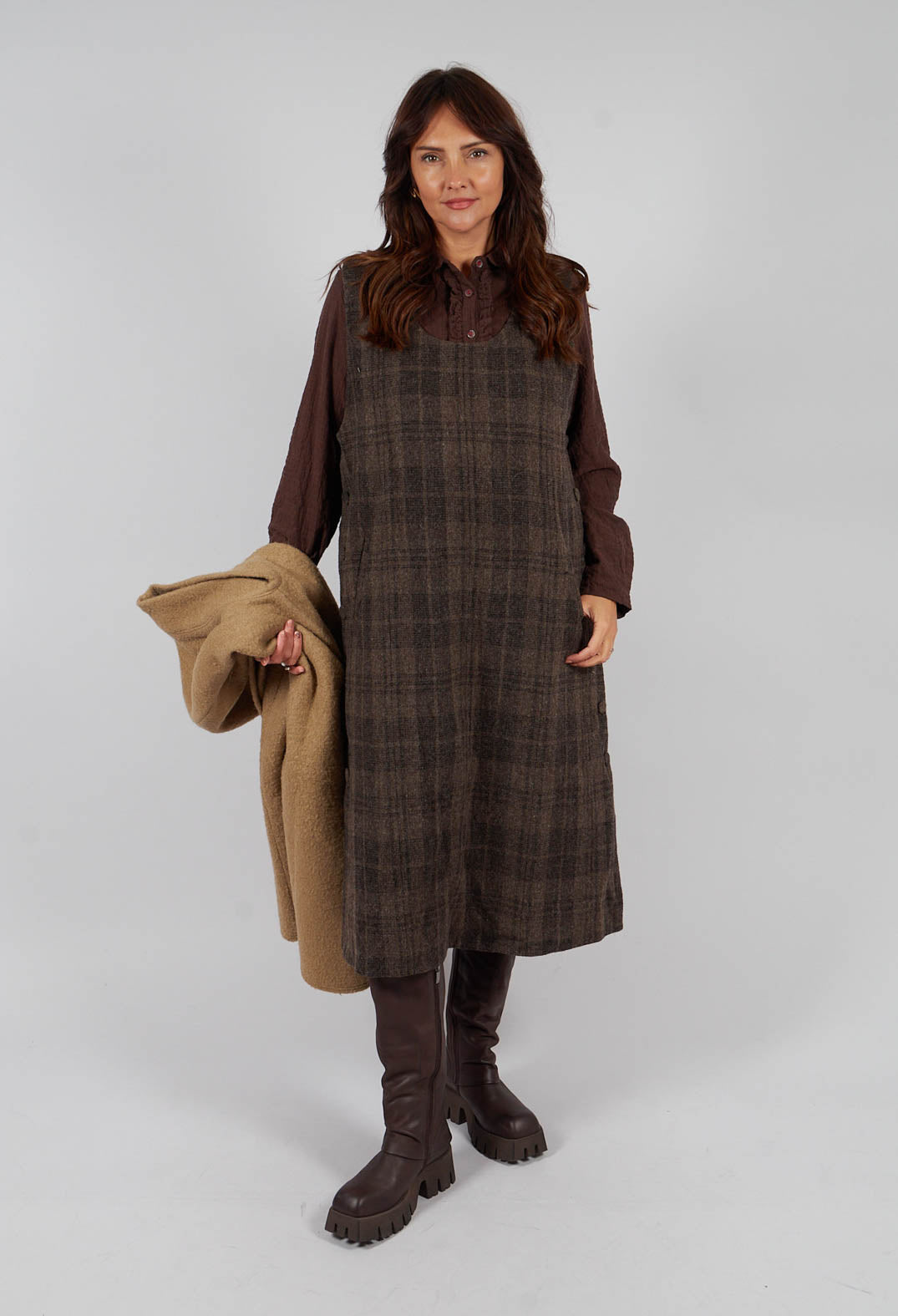 brown grey dress Eka Gray Dress in Brown