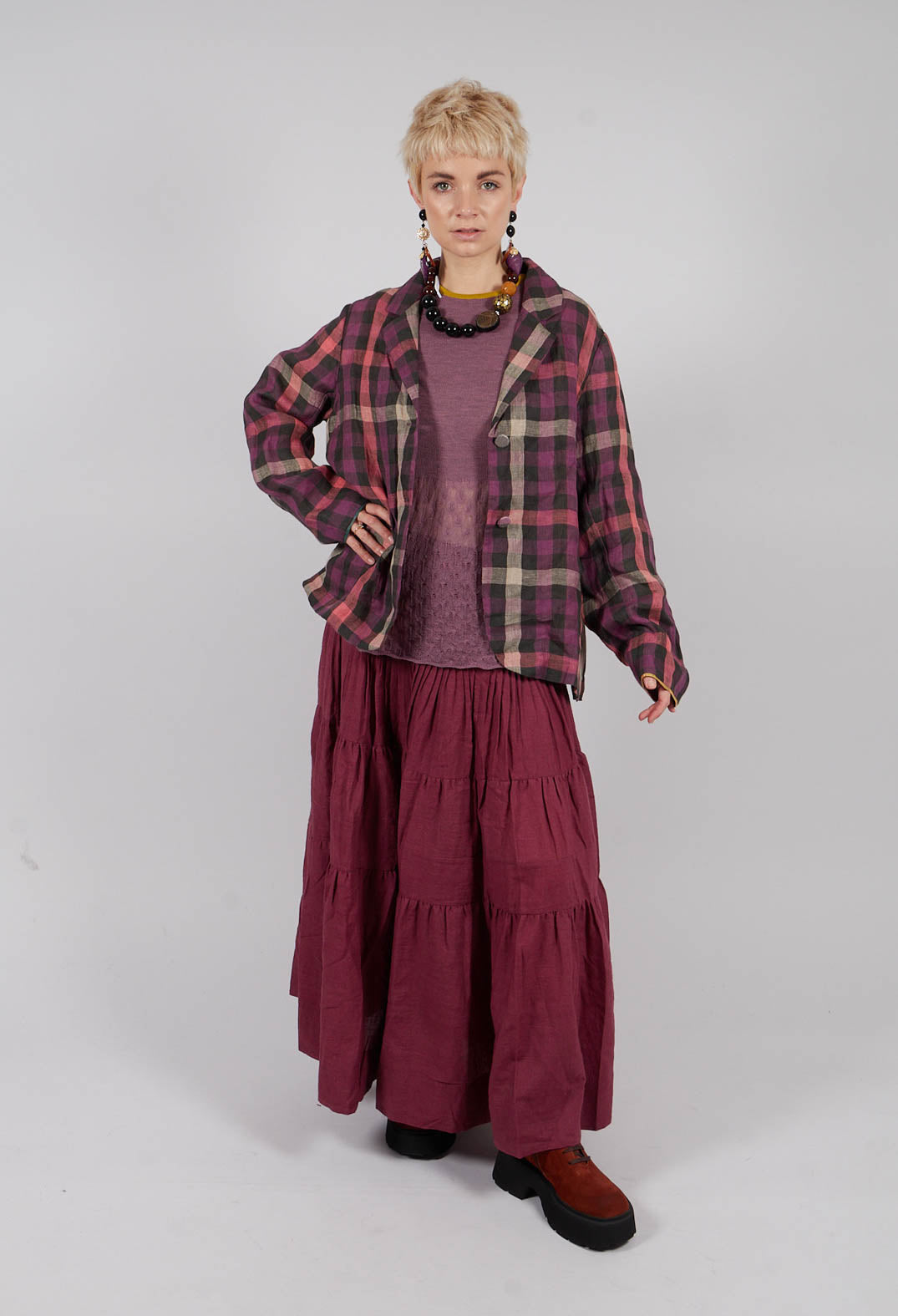 Frill Top Key Jumper in Heather