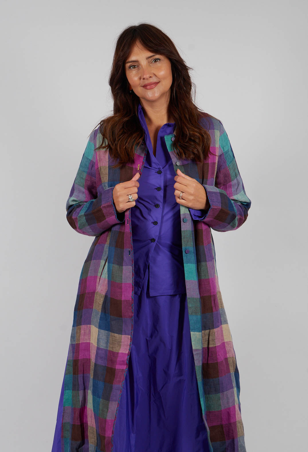 Brock Coat in Purple Multicolour