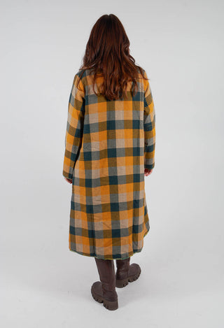 Wool Brock Coat in Mustard Multicolour