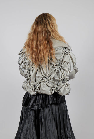 Netted Puffer Coat in Beige