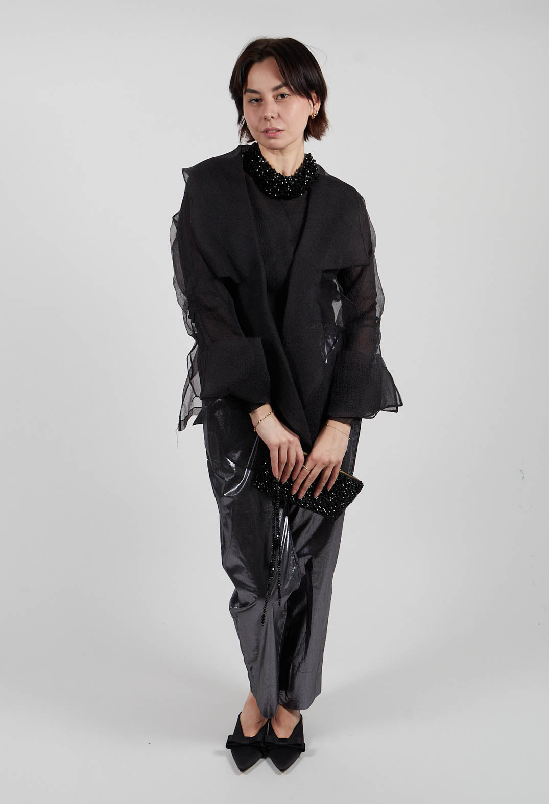 Bize Tulle Open Jacket in Black | Olivia May