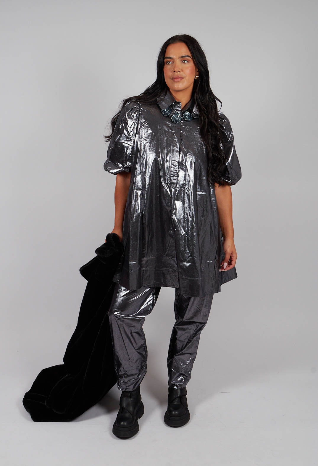 Erne Dress in Antic Silver