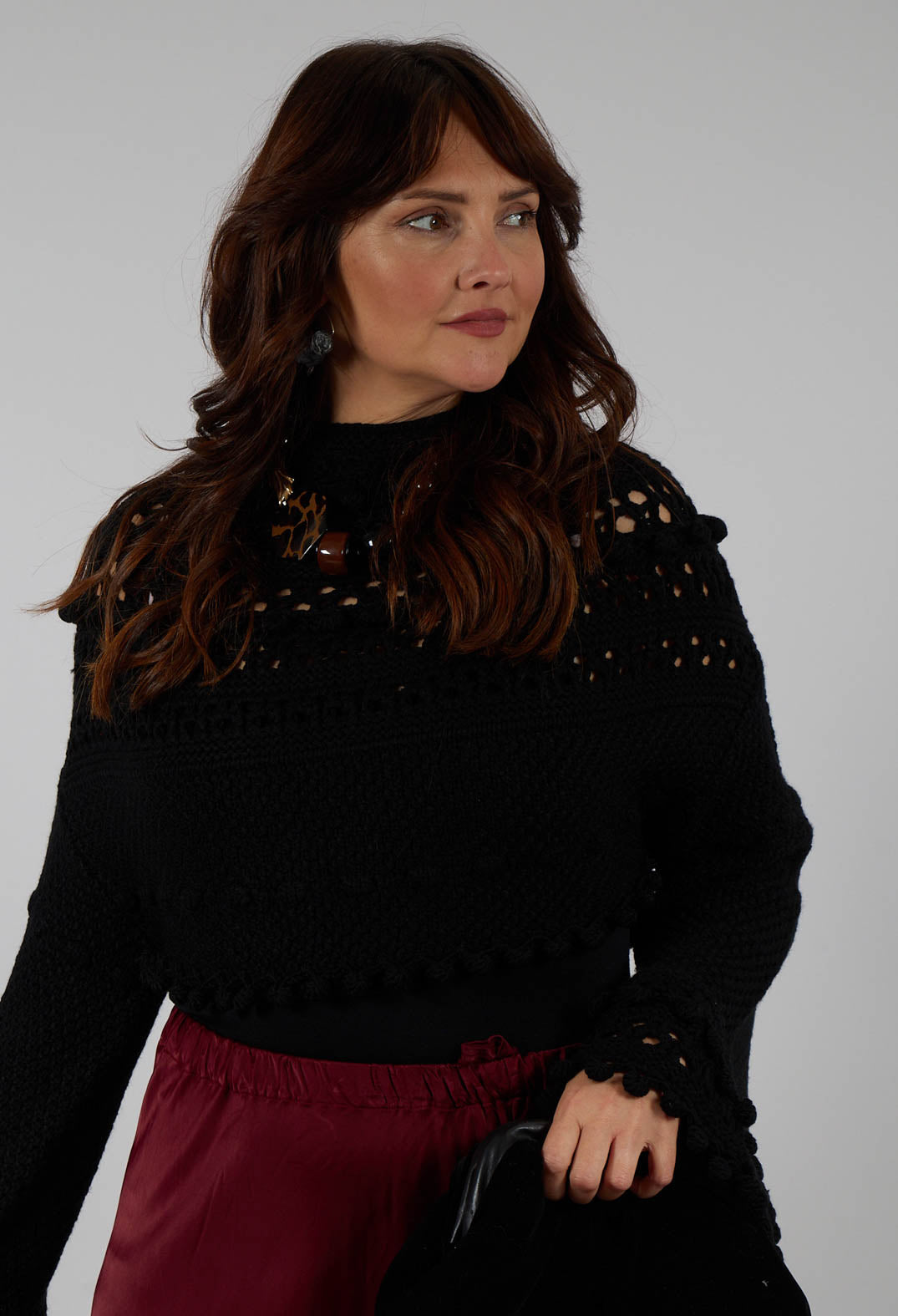 Knitted Snape Jumper in Black