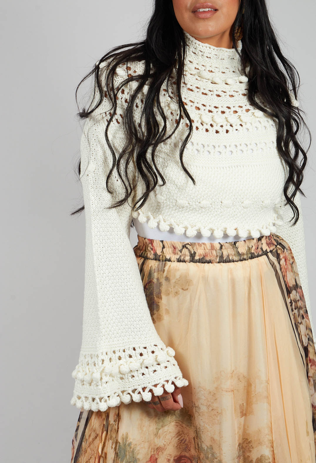 Mes Demoiselles Knitted Snape Jumper in Ivory | Olivia May
