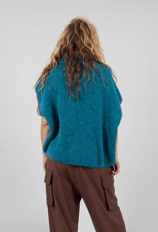 High Neck Knitted Vest in Teal