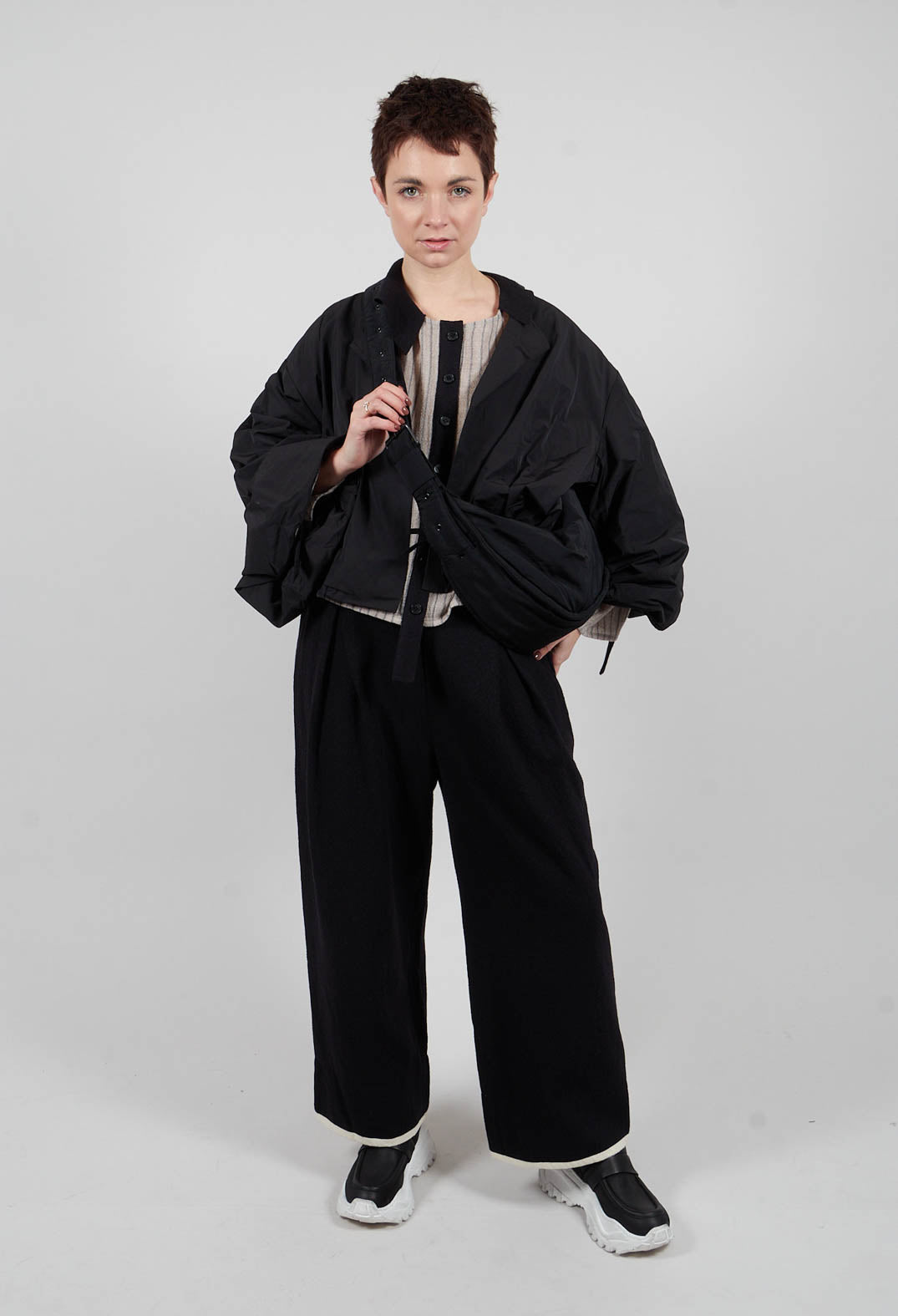 Collared Blouse in Cream Stripe