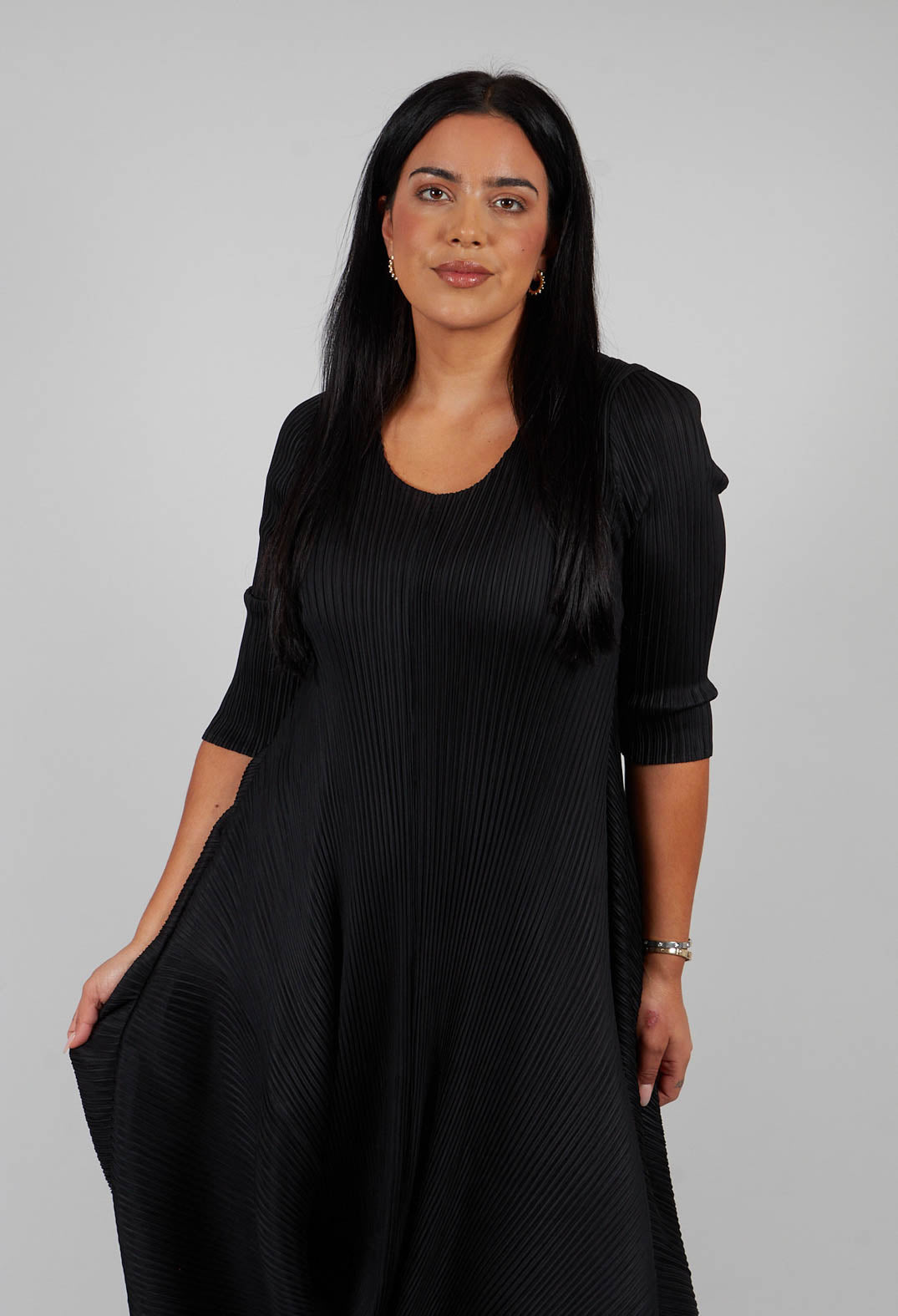 Long Draper Dress in Black