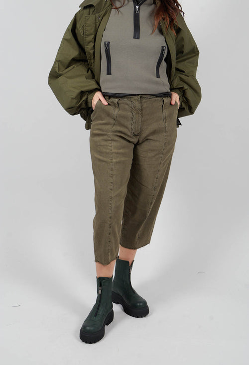 Baggy Leg Trousers in Moss