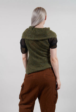 Roll Neck Knitted Vest in Moss
