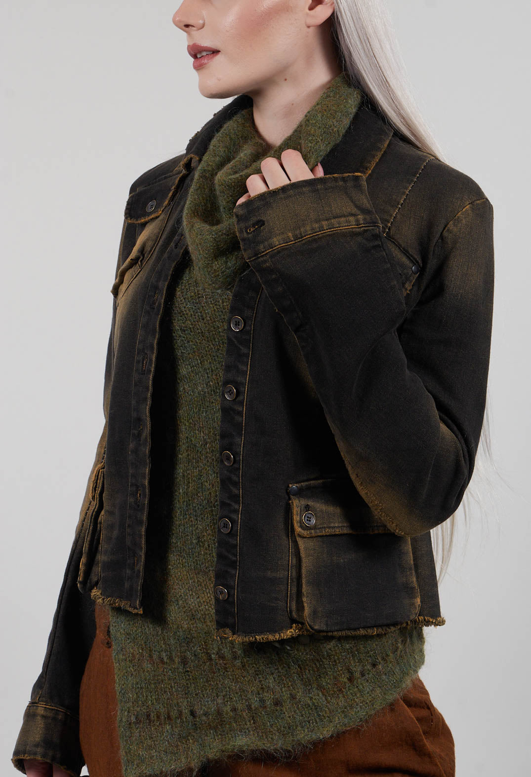 Cropped Jean Jacket in Denim Tumeric