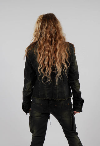 Cropped Jean Jacket in Denim Moss