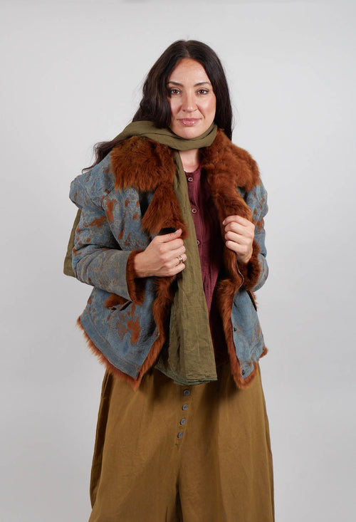 Denim Jacket with Fur Lining and Trim