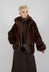 Faux Fur Jacket with High Neck in Brown