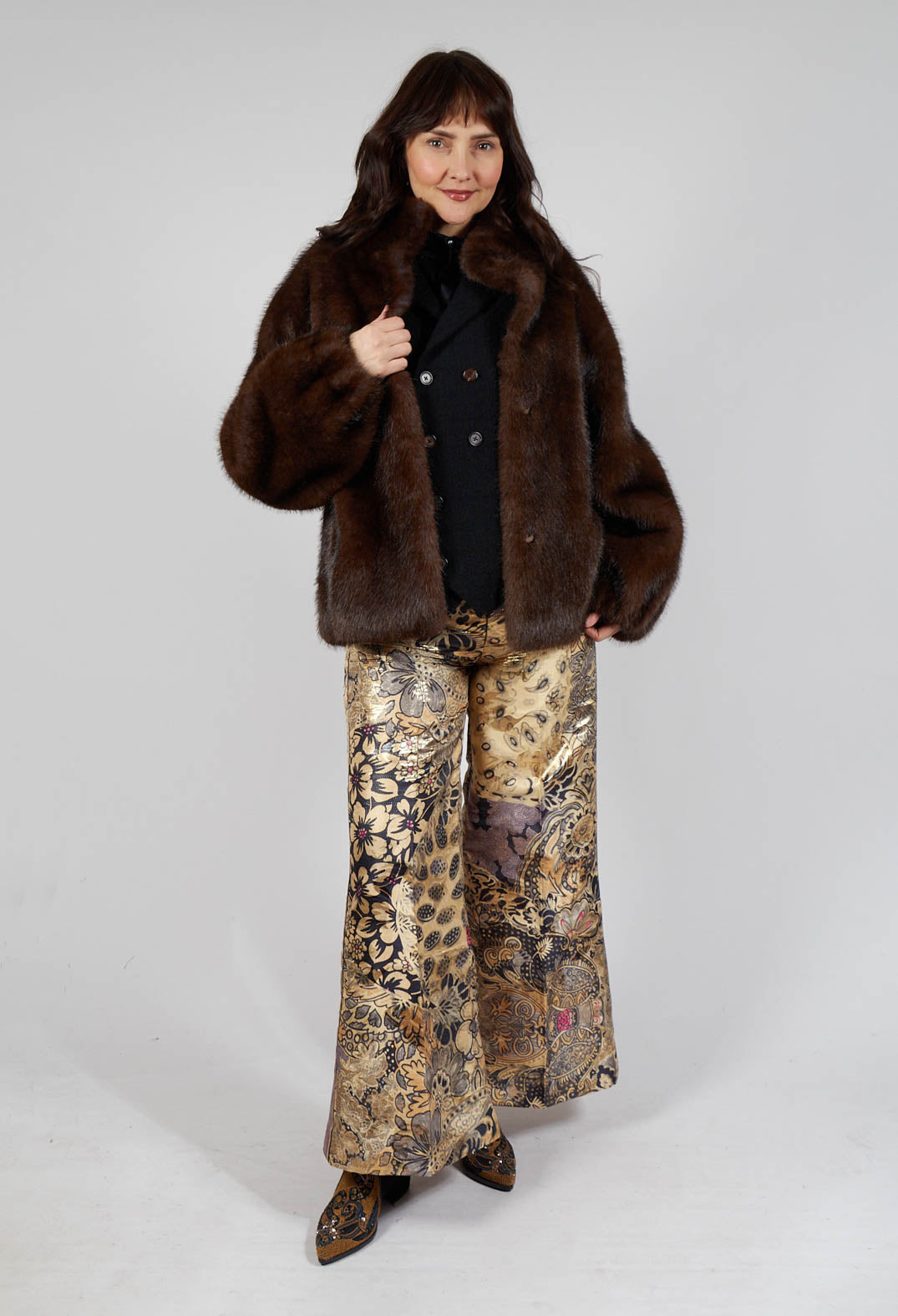 Beauty Trousers in Gold Flower
