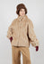 Faux Fur Jacket with High Neck in Beige
