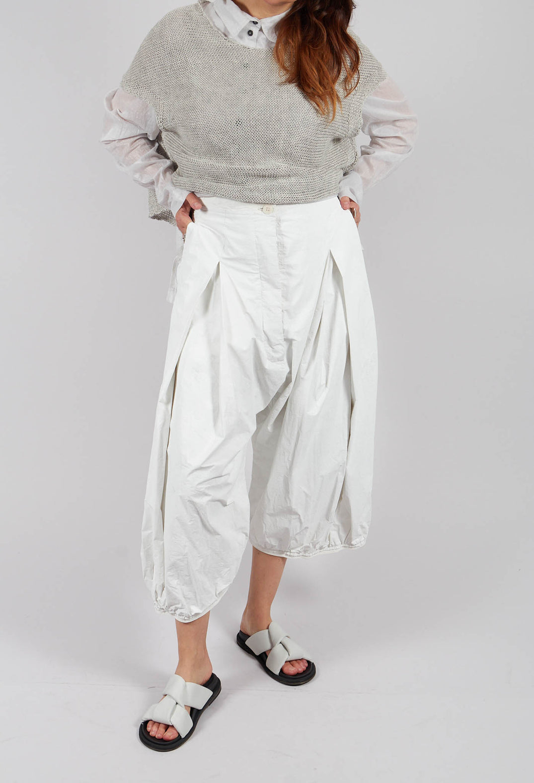 Pleat Front Trousers in Starwhite Brush