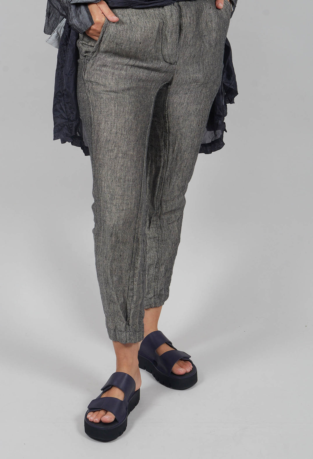 Asymmetric Belt Loop Trouser in Black Dust