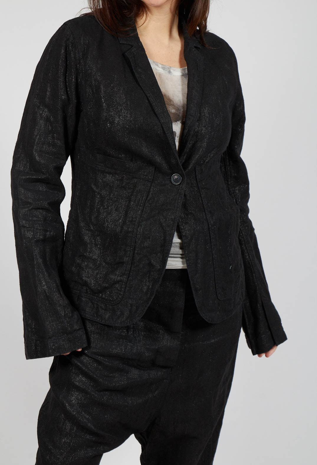 Single Button Jacket in Black Sparkle
