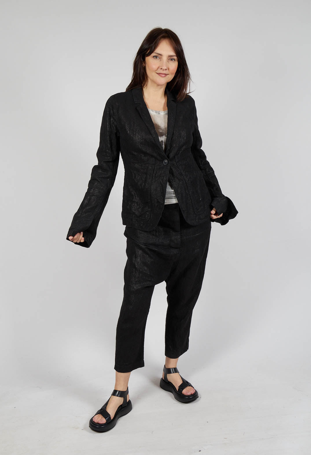 Single Button Jacket in Black Sparkle