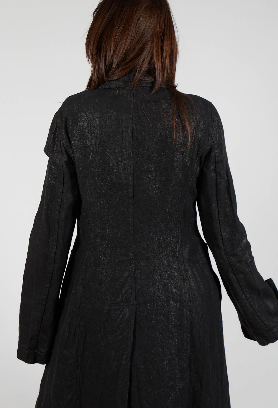 Longline Single Button Coat in Black Sparkle