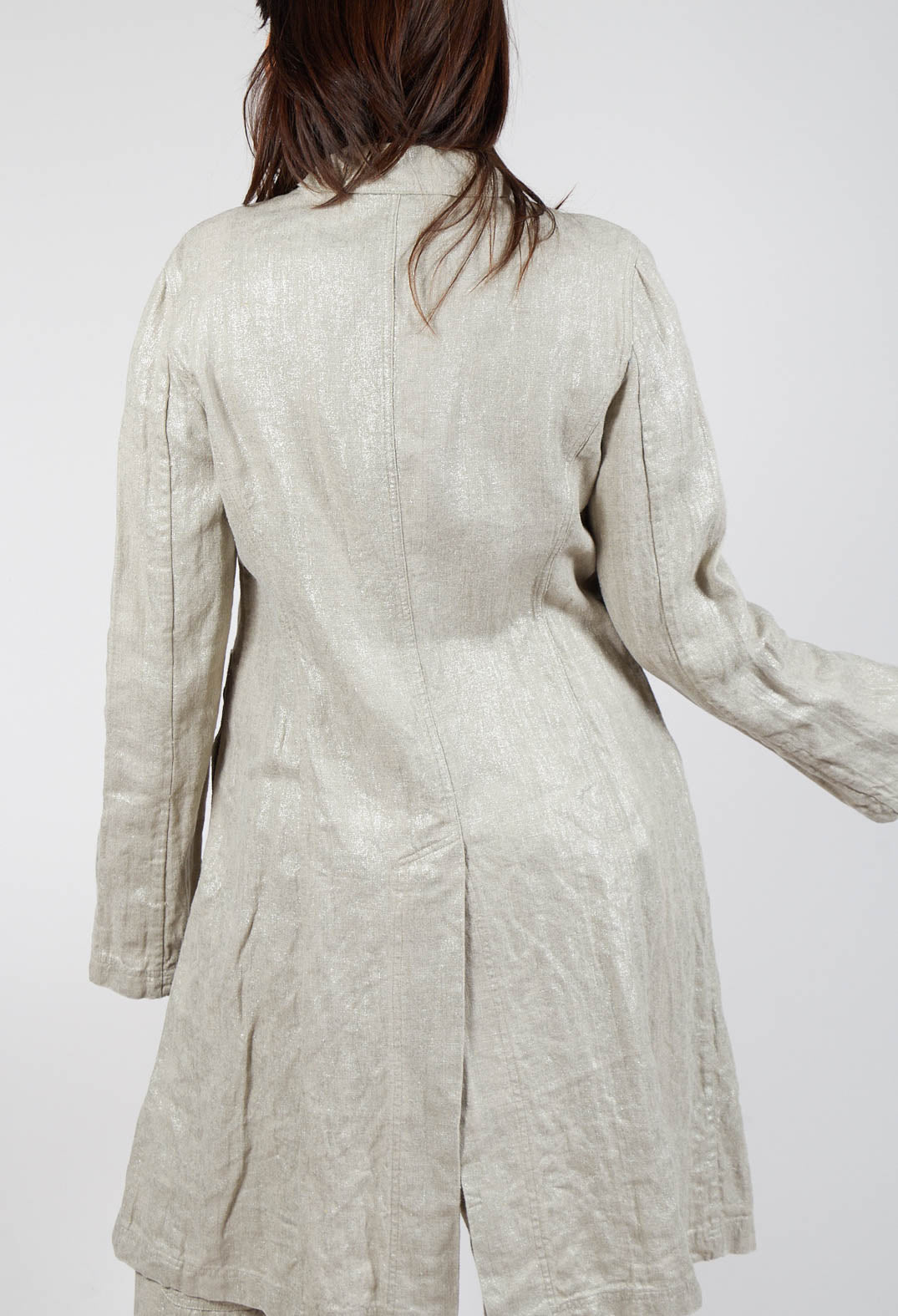 Longline Single Button Coat in Dust Sparkle