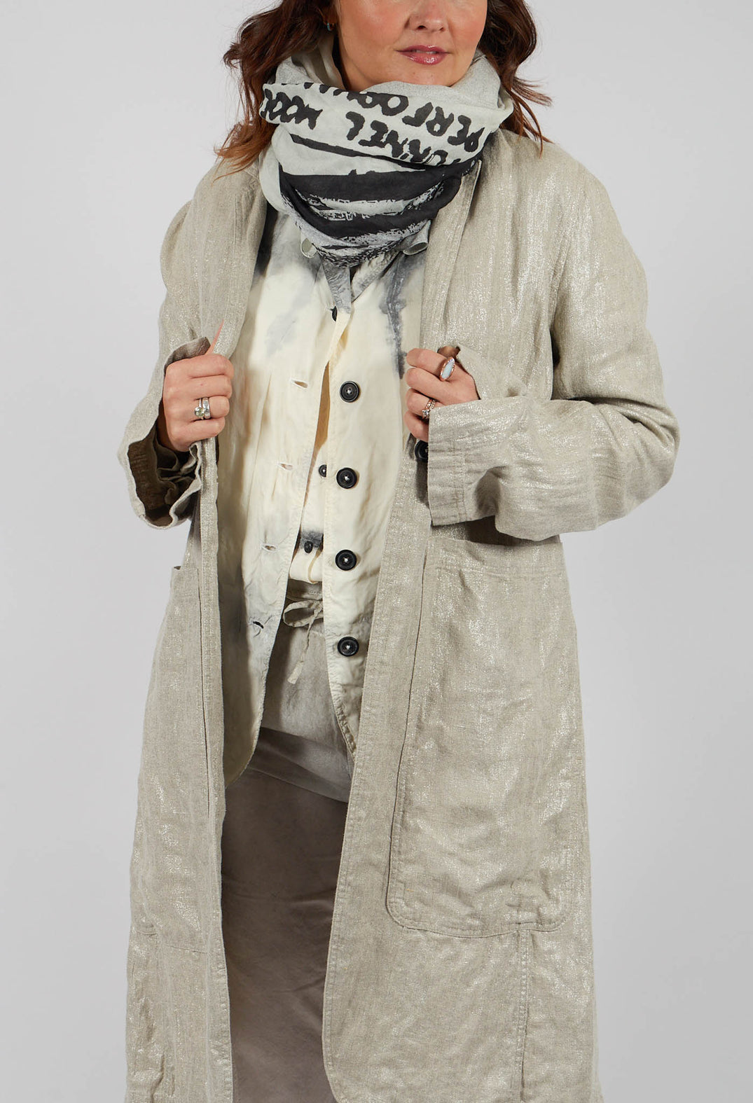 Longline Single Button Coat in Dust Sparkle