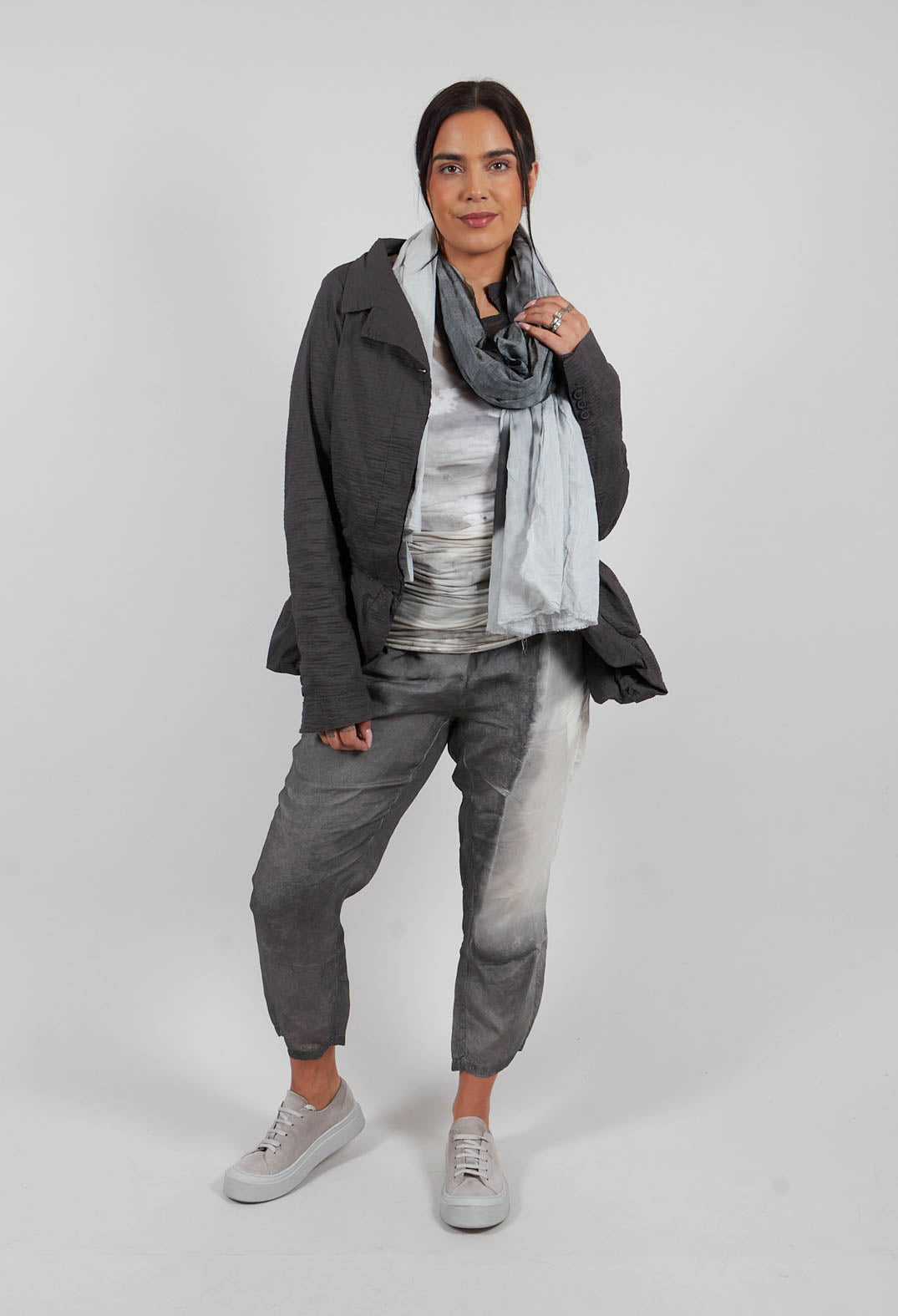 Slim Fit Drawstring Trousers in Asteroid Pigment