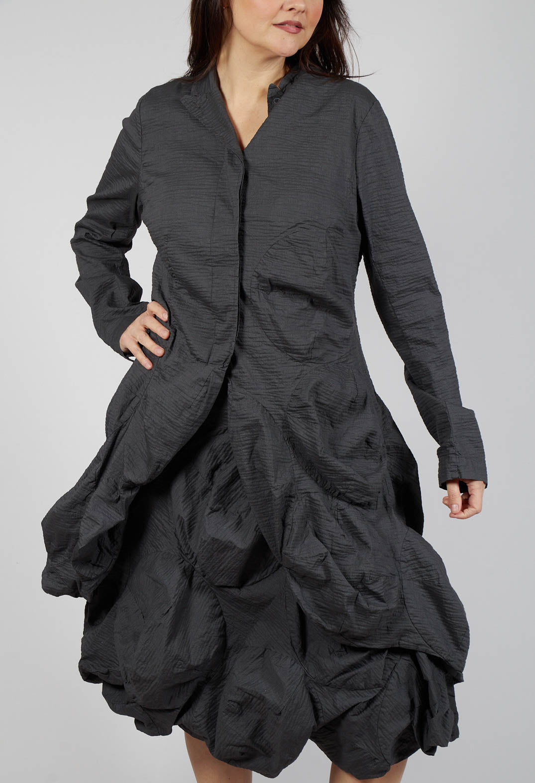 Longline Bubble Coat in Asteroid