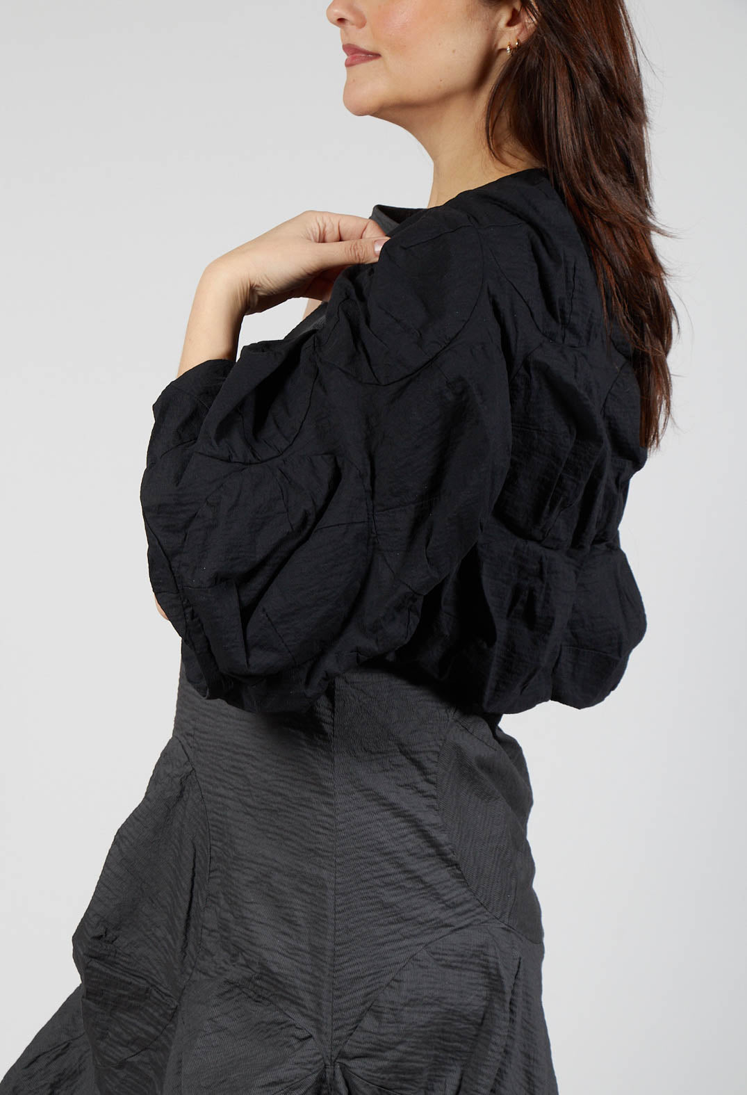 Cropped Bubble Jacket in Black