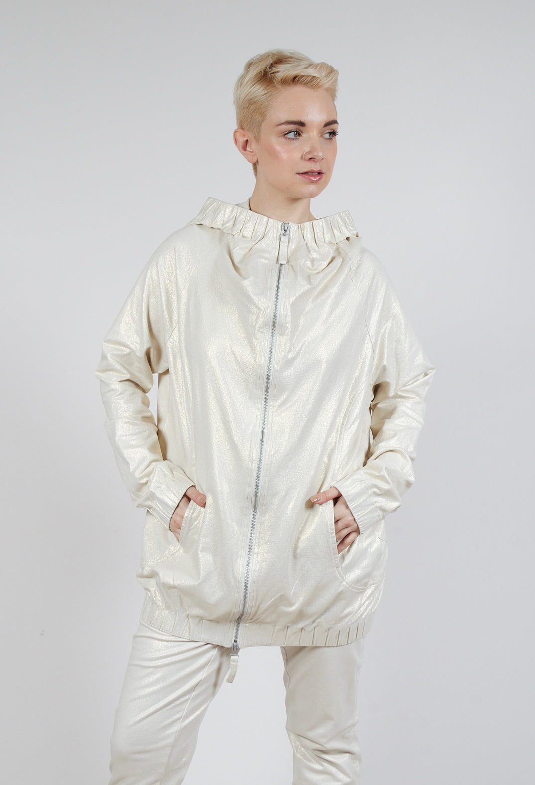 Hooded Longline Jacket in Galaxy Sparkle