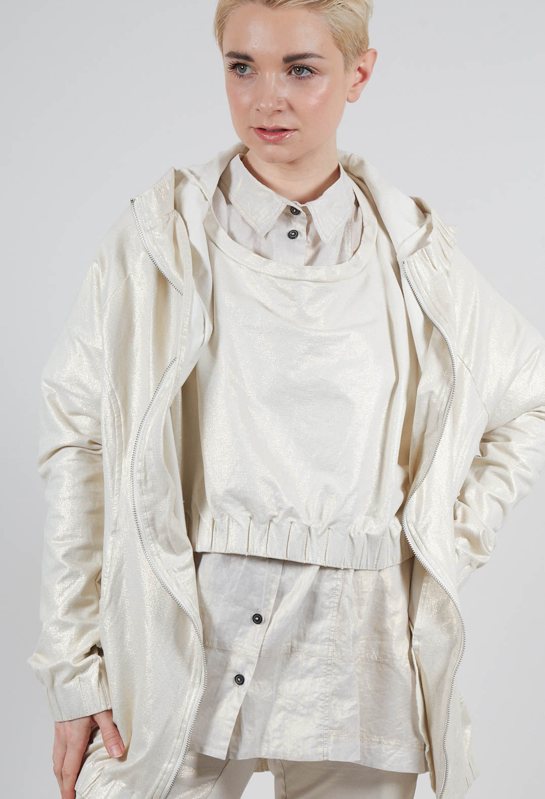 Hooded Longline Jacket in Galaxy Sparkle