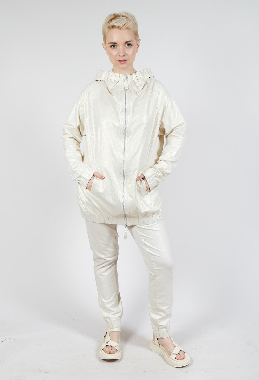 Hooded Longline Jacket in Galaxy Sparkle