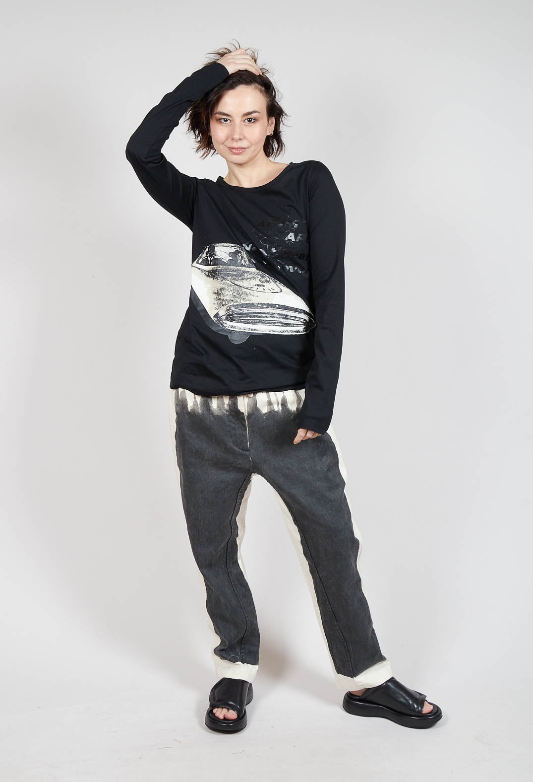 Longsleeve Top in Black Print