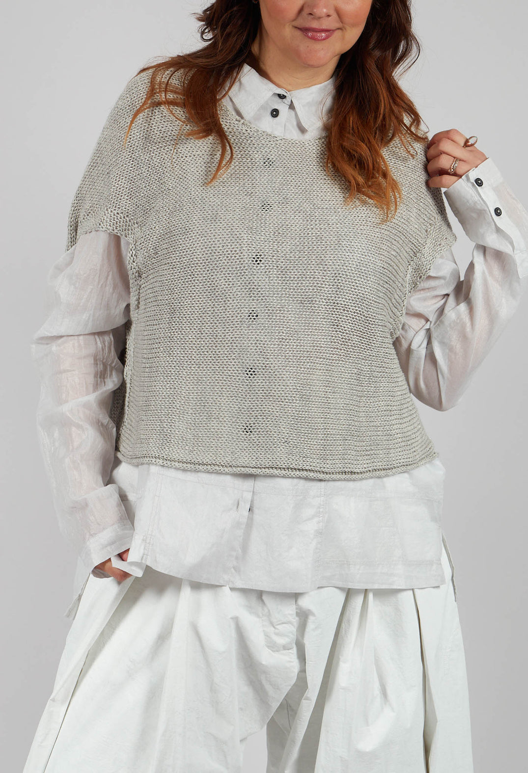 Open Knit Jumper in Moon Mel