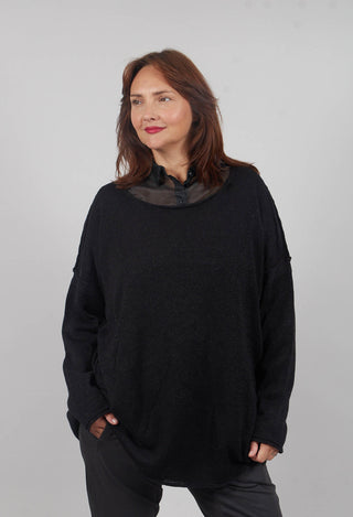 Longline Relaxed Knit in Black Sparkle
