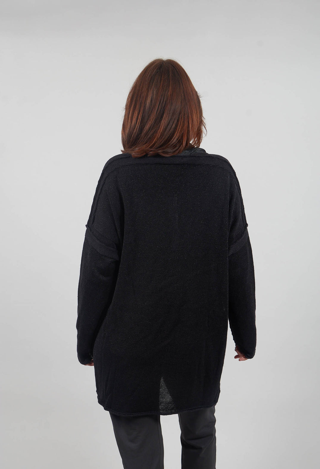 Longline Relaxed Knit in Black Sparkle