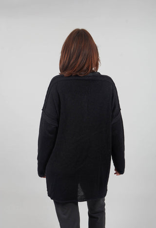 Longline Relaxed Knit in Black Sparkle